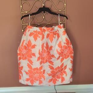 EUC J. Crew Floral Orange and White Women's Skirt